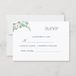 Rustiek groen Eucalyptus zomerhuwelijk. RSVP Kaartje