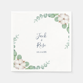 Rustiek groen Eucalyptus zomerhuwelijk. Servet