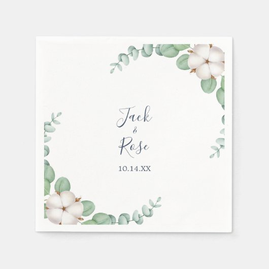 Rustiek groen Eucalyptus zomerhuwelijk. Servet (Voorkant)