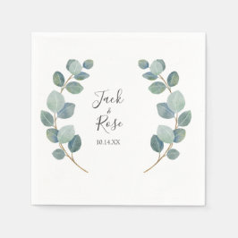 Rustiek groen Eucalyptus zomerhuwelijk. Servet