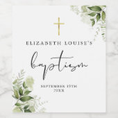 Rustiek groen Floral Elegant doopsel Wijn Etiket (Enkel label)