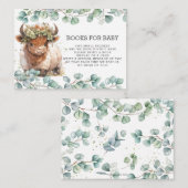 Rustiek groen Fluffy Highland Koe Breng een boek Informatiekaartje (Voorkant / Achterkant)