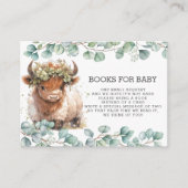 Rustiek groen Fluffy Highland Koe Breng een boek Informatiekaartje (Voorkant)