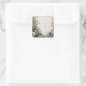 Rustiek groen folk art bruiloft vierkante sticker (Tas)