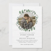 Rustiek groen foto bruiloft uitnodiging (Voorkant)