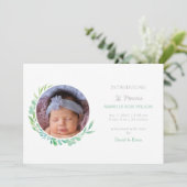 Rustiek groen foto geboorte aankondiging (Staand voorkant)