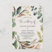 Rustiek groen gebladerte botanische bruiloft kaart (Voorkant / Achterkant)