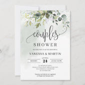 Rustiek groen gebladerte eucalyptus koppels douche kaart (Voorkant)