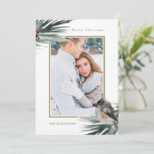 Rustiek groen gebladerte foto Vrolijk Kerstfeest Feestdagenkaart (Staand voorkant)