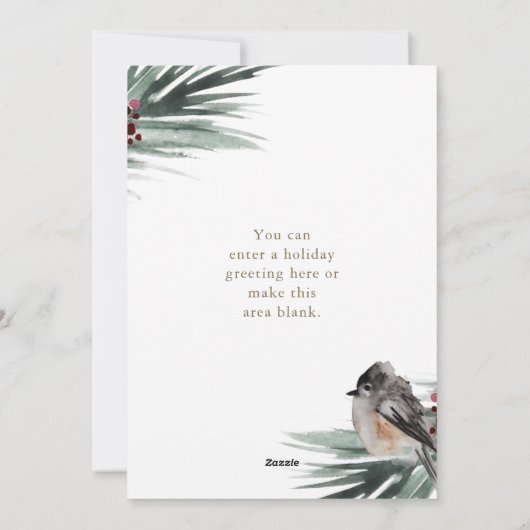 Rustiek groen gebladerte foto Vrolijk Kerstfeest Feestdagenkaart (Achterkant)