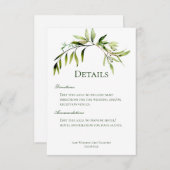 Rustiek groen gekocht bruiloft details informatiekaartje (Voorkant / Achterkant)