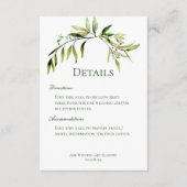 Rustiek groen gekocht bruiloft details informatiekaartje (Voorkant)