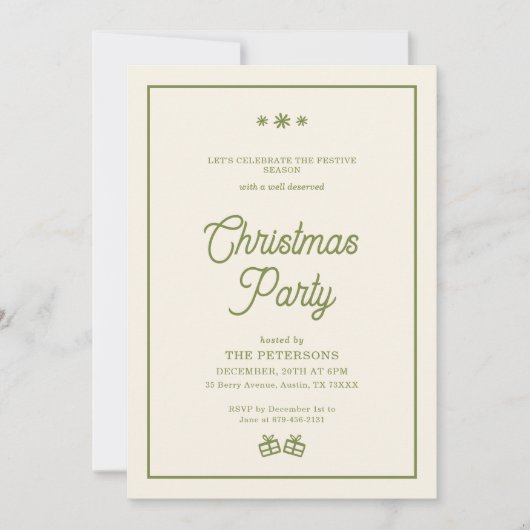 Rustiek groen geplakt kerstfeest kaart (Voorkant)