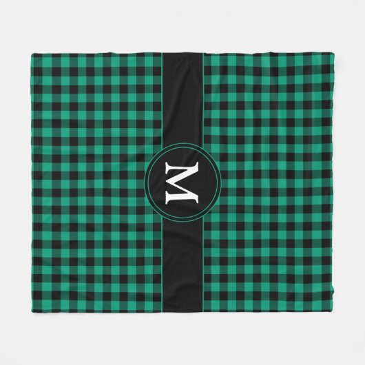 Rustiek groen geruite cheques Monogram Fleece Deken (Voorkant (Horizontaal))