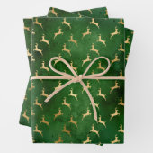 rustiek groen goud schattig rendieren patroon inpakpapier vel (In situ)