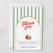 Rustiek Groen Goud Witte Verjaardag Foto Aardbei Bedankkaart (Achterkant)