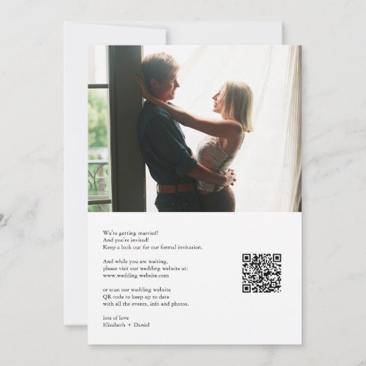 Rustiek groen gouden boog foto QR code bruiloft Save The Date (Achterkant)