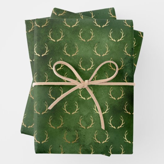 Rustiek  groen gouden folie gewei patroon inpakpapier vel (In situ)