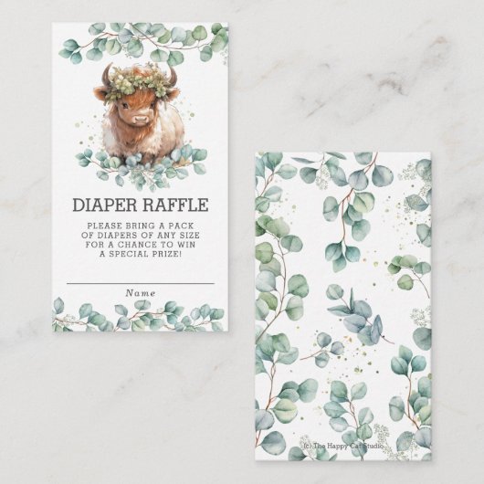 Rustiek groen Highland Koe Baby Luierreling Informatiekaartje (Voorkant / Achterkant)