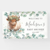 Rustiek groen Highland Koe Baby shower Welkom Spandoek (Horizontaal)