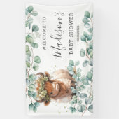 Rustiek groen Highland Koe Baby shower Welkom Spandoek (Verticaal)