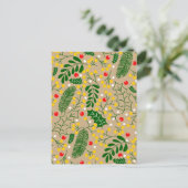  rustiek groen Holly Berry Christmas Aankondigingskaart (Staand voorkant)