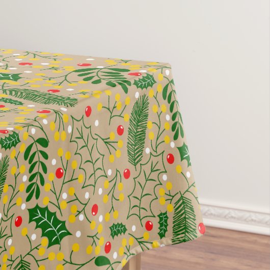 rustiek groen Holly Berry Christmas Tafelkleed (Voorbeeld)