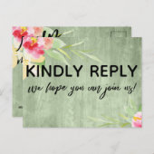 Rustiek Groen Hout Boho Bloemen Menu Keuze (Voorkant / Achterkant)