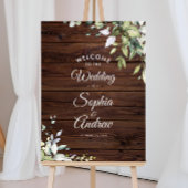 Rustiek groen hout bruiloft welkom poster
