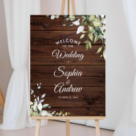 Rustiek groen hout bruiloft welkom poster
