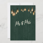 Rustiek Groen Hout Edison Lights Typografie Bruilo Kaart (Achterkant)