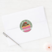 Rustiek groen hout gemaakt met liefde cupcake ronde sticker (Envelop)