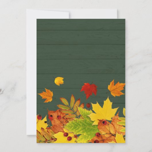Rustiek groen hout herfstbladeren Thanksgiving Kaart (Achterkant)