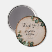 Rustiek groen & hout plak bruiloft Dank u Magneet (Voorkant / Achterkant)