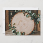 Rustiek groen & hout plak bruiloft viering kaart (Achterkant)