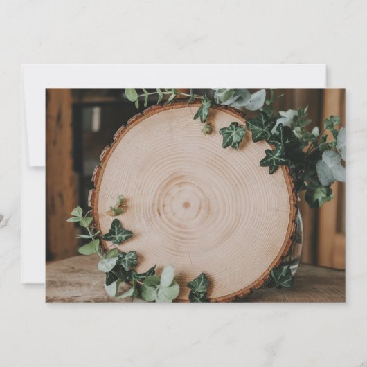 Rustiek groen & hout plak bruiloft viering kaart (Achterkant)
