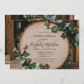 Rustiek groen & hout plak bruiloft viering kaart (Voorkant / Achterkant)