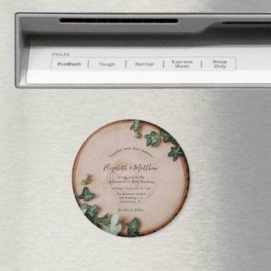 Rustiek groen & hout plak bruiloft viering magneet (Insitu (Vaatwasser))