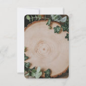 Rustiek groen & houten plak bruiloft RSVP kaartje (Achterkant)