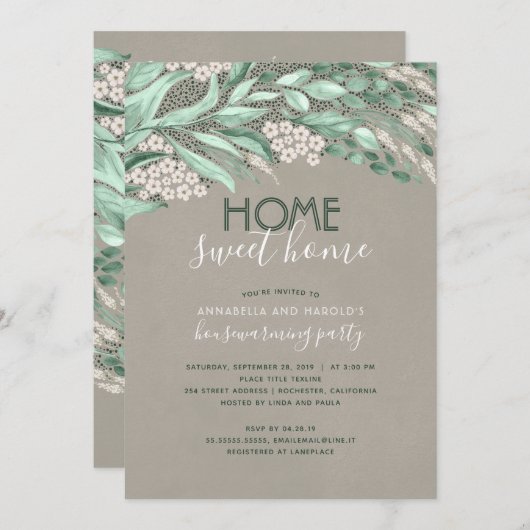 Rustiek groen Huis Sweet Home Huis Warming Kaart (Voorkant / Achterkant)