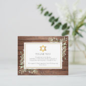 Rustiek groen Joodse gouden ster van David begrafe Bedankkaart (Staand voorkant)