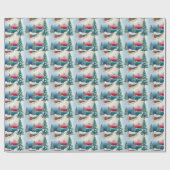 Rustiek groen kerstboominpakpapier cadeaupapier (Vlak)