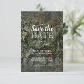 Rustiek groen kerstfeest Save the Date (Staand voorkant)