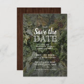 Rustiek groen kerstfeest Save the Date (Voorkant / Achterkant)