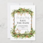 Rustiek groen kerstfeest Save the Date Kaart (Voorkant)