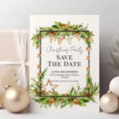 Rustiek groen kerstfeest Save the Date Kaart