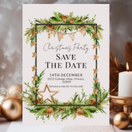 Rustiek groen kerstfeest Save the Date Kaart