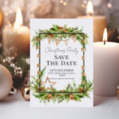 Rustiek groen kerstfeest Save the Date Kaart