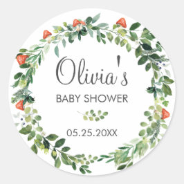 Rustiek groen krans Baby shower dank u gunst Ronde Sticker