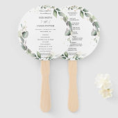 Rustiek groen krans rond bruiloft programma handwaaier (Voorkant en achterkant)